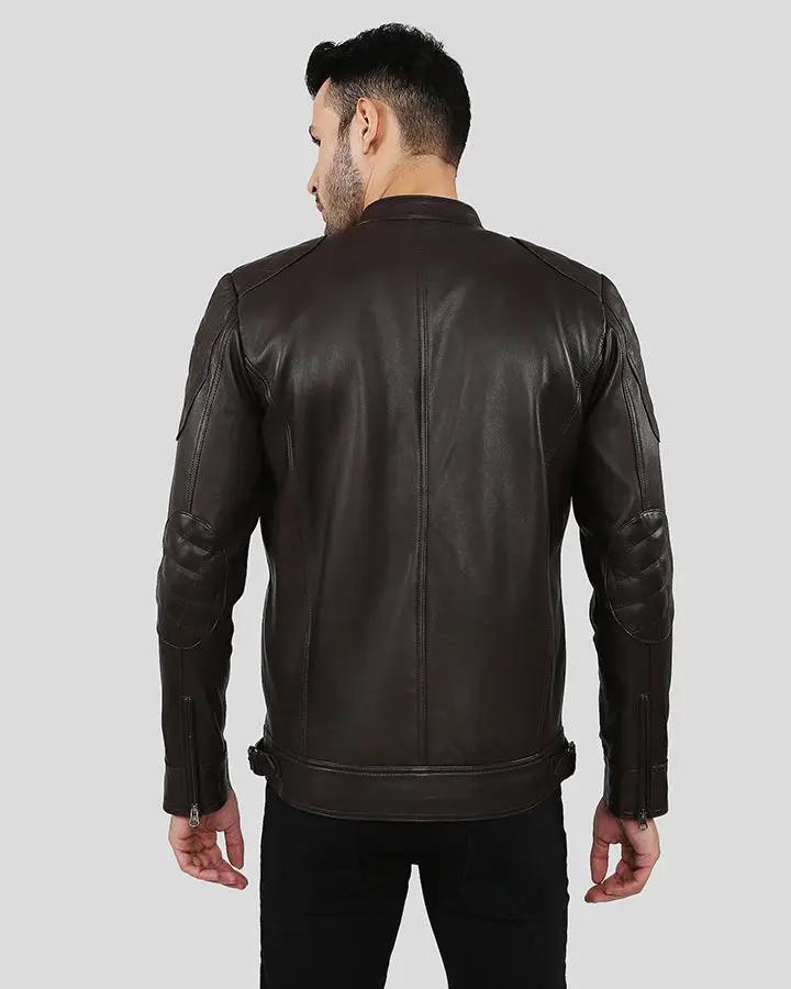 Ricardi Brown Leather Racer Jacket - Vox Leather