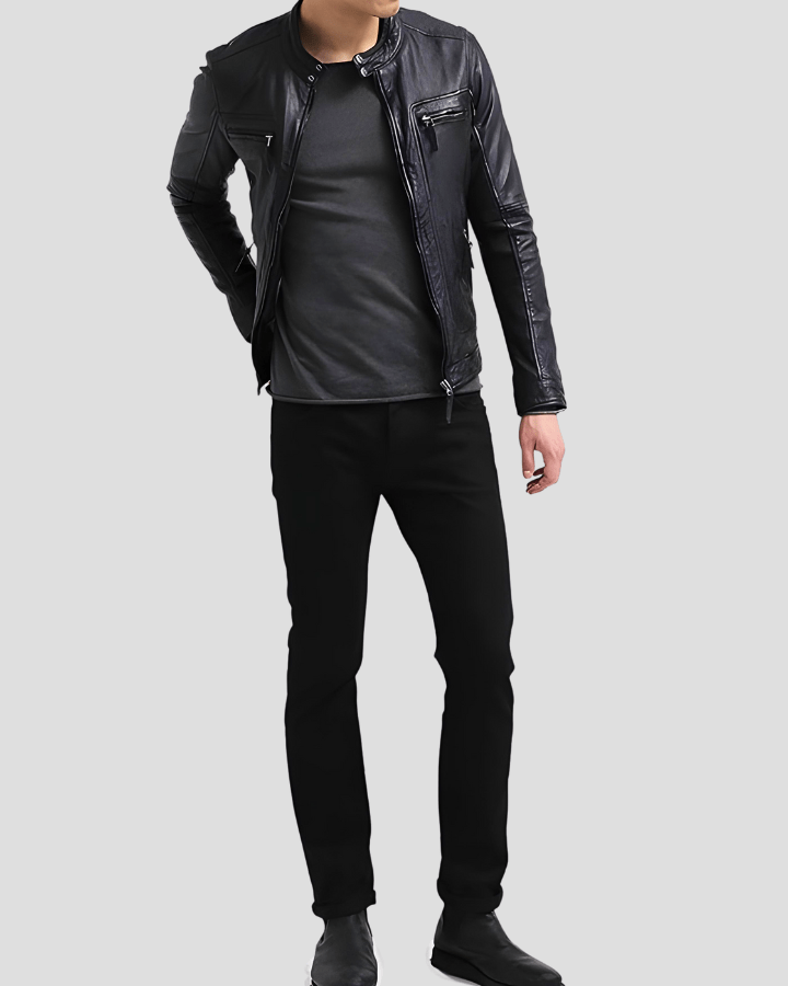 Scott Black Leather Racer Jacket - Rare Leather