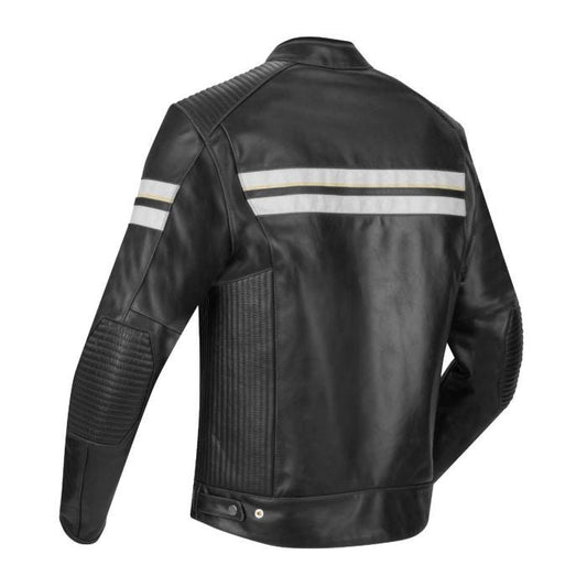 SEGURA ROMEO LEATHER MOTORCYCLE JACKET - BLACK/WHITE - CE Level AAA Certified - Vox Leather