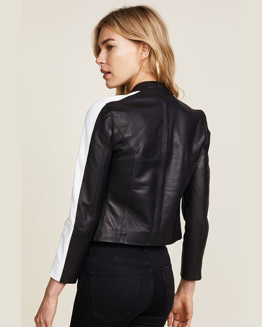 Selda Black & White Racer Leather Jackets - Rare Leather