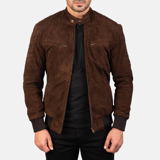 Sven Mocha Suede Bomber Jacket - Vox Leather