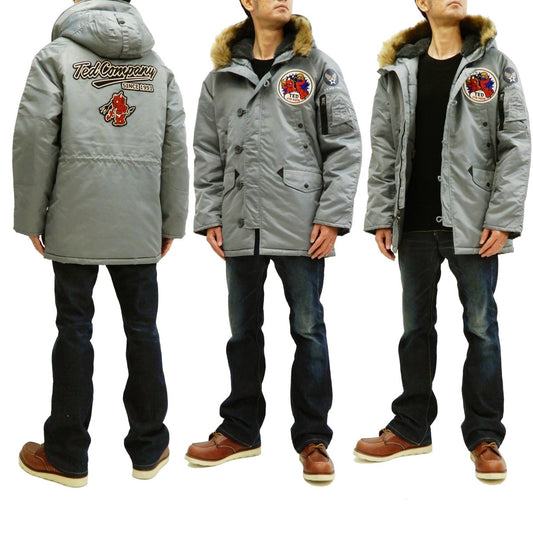 Tedman N-3B Parka Men's Winter Padded Coat Jacket with Patch TN3B-070 TN3-B-070 Gray - Vox Leather