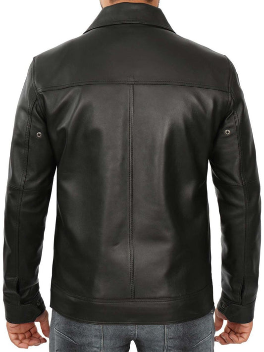 Thomas Men's Black Harrington Vintage Leather Jacket - Vox Leather
