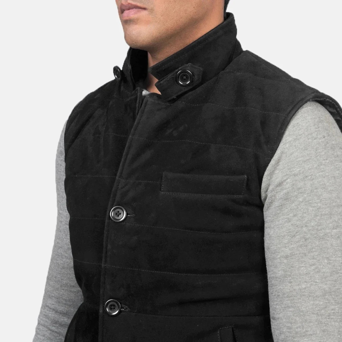 Tony Black Suede Vest - Vox Leather