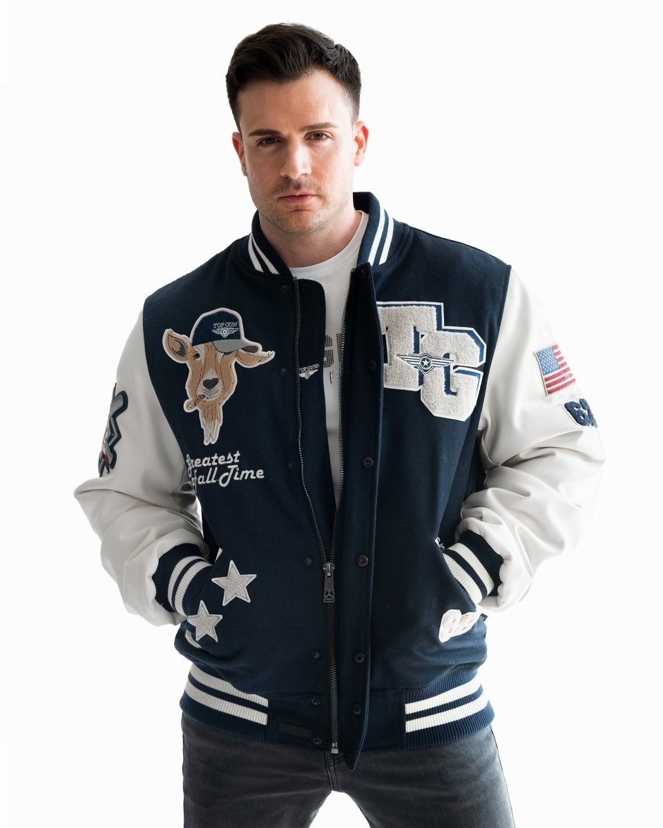 TOP GUN THE GOAT VARSITY JACKET - Vox Leather
