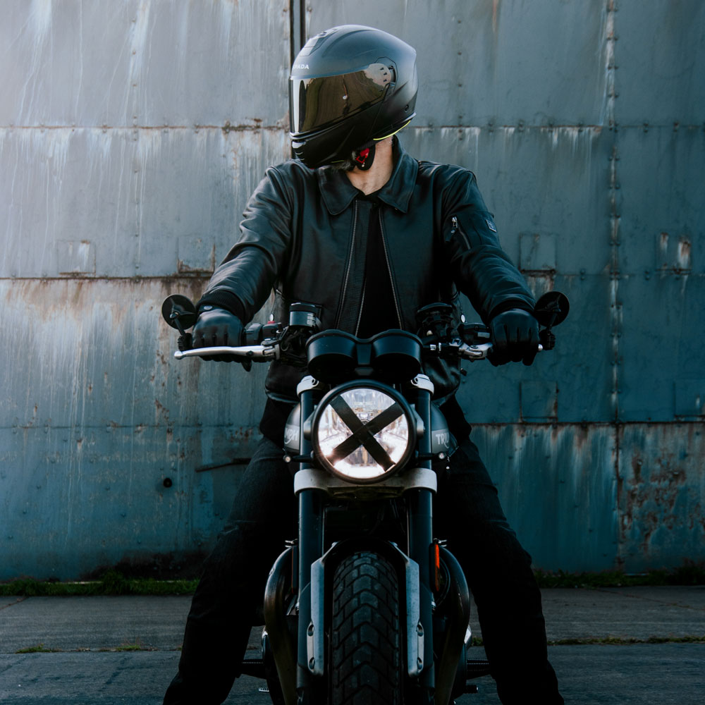 Turbine Black Leather Motorcycle Bomber Jacket