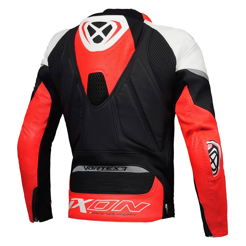 Vortex 3 - Leather Racing Jacket (Black/White/Red) - Vox Leather