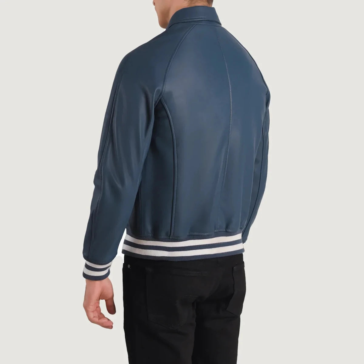 Walton Blue Leather Varsity Jacket - Vox Leather