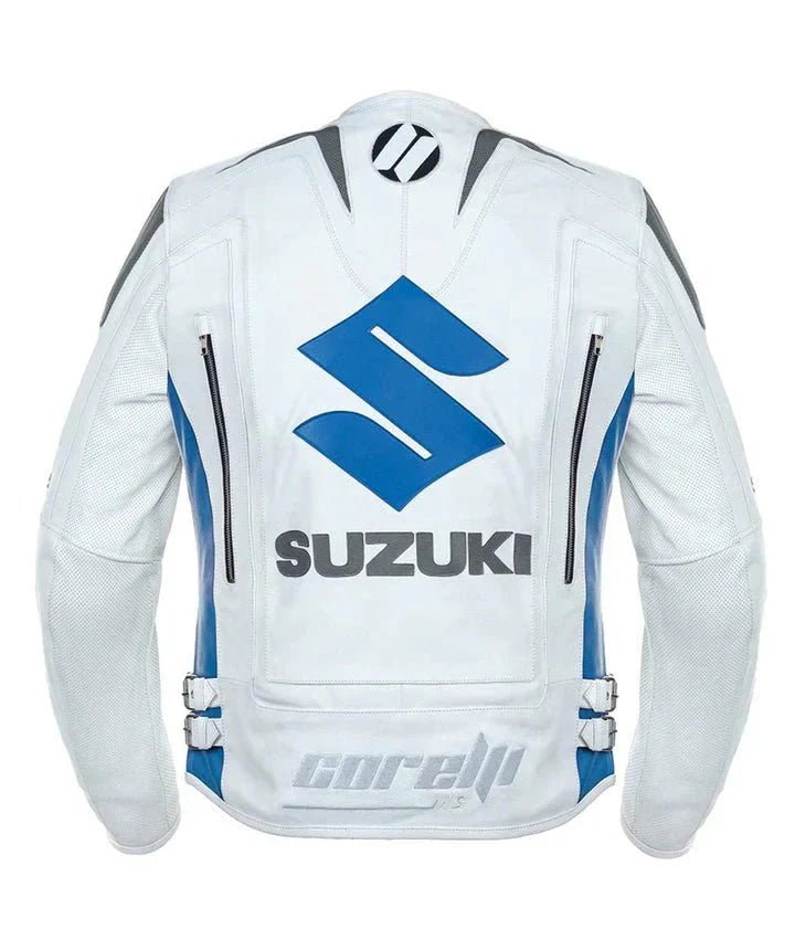 White Suzuki Motul Motorcycle Leather Racing Jacket - Vox Leather
