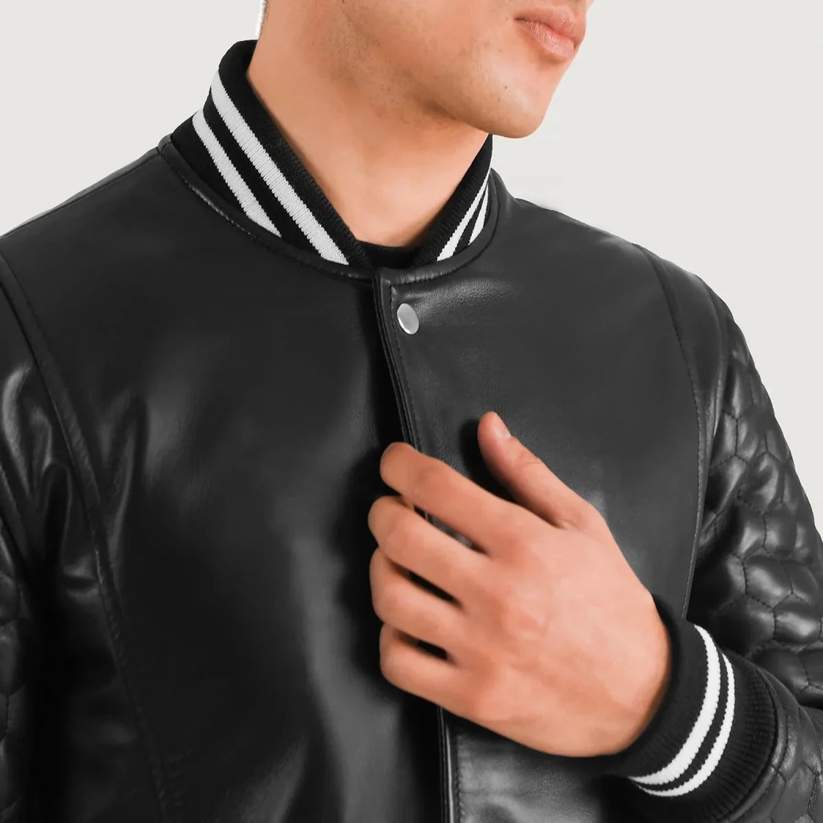 Wilde Black Leather Varsity Coat - Vox Leather