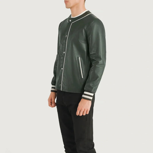 Willis Green Leather Varsity Jacket - Vox Leather