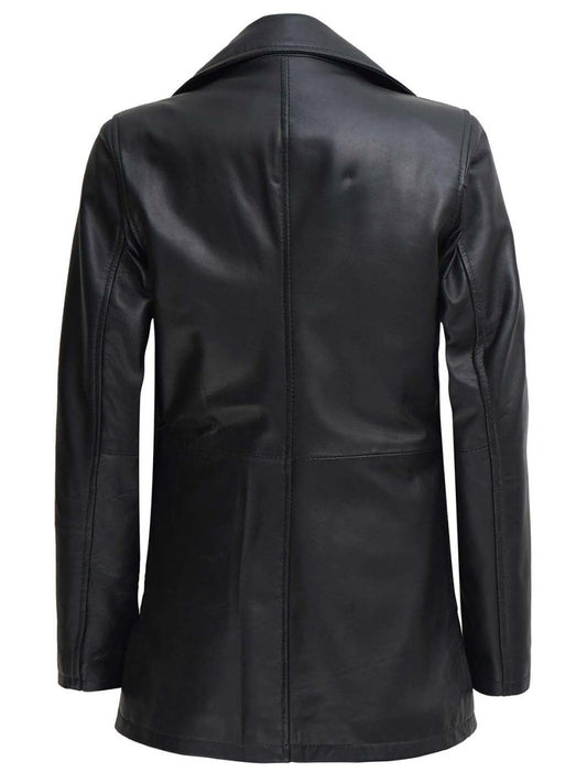 Winchester Womens Black Leather 3 4 Length Car Coat - Vox Leather