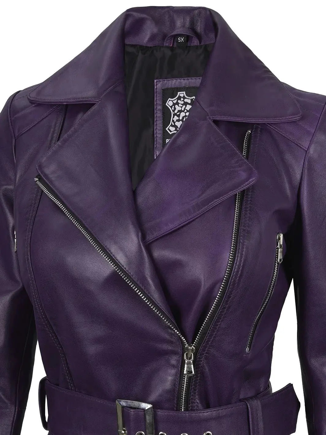 Women Purple Asymmetrical Leather Biker Jacket Women - Rare Leather