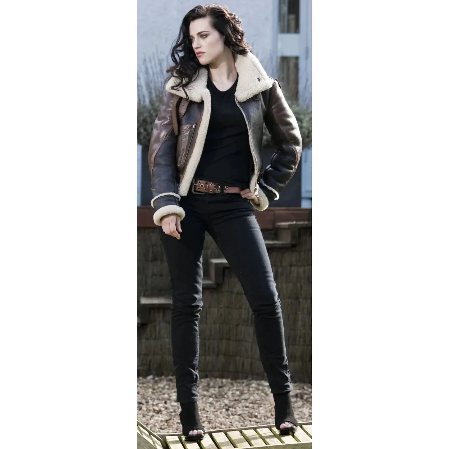 Women Unique 2 Brown Shade B3 Shearling Jacket - Rare Leather