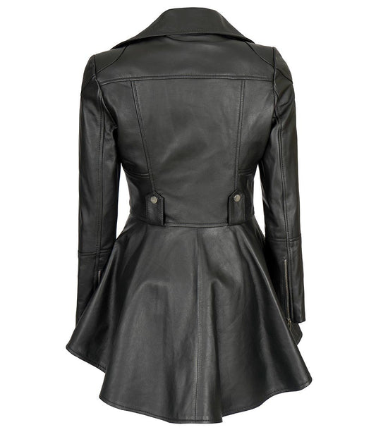 Women's Black Peplum Leather Jacket – Asymmetrical - Vox Leather