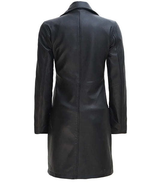 Women's Black Real Leather Car Coat - Vox Leather