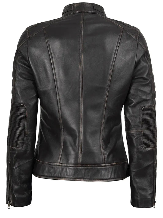 Women's Dark Brown Motorcycle Leather Jacket - Rare Leather