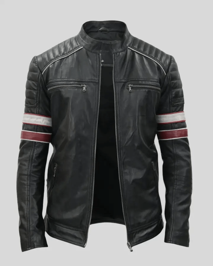Wyatt Black Quilted Leather Racer Jacket - Rare Leather