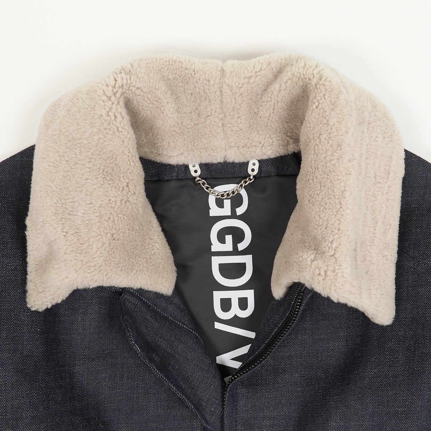 Golden Goose Shearling Collar Denim Biker Jacket