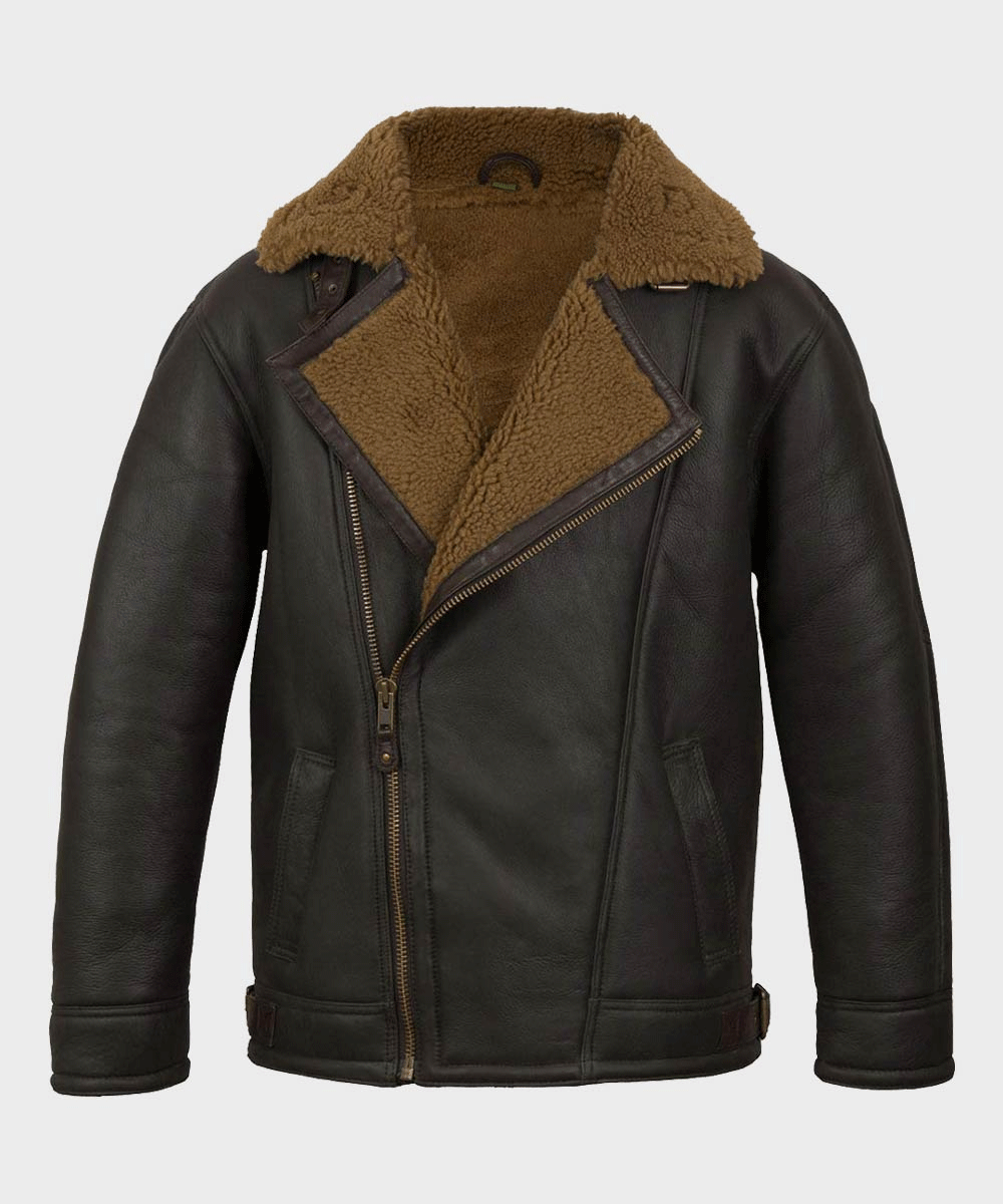 Anderson Black Sheepskin Shearling Leather Jacket - Rare Leather Order Now !!