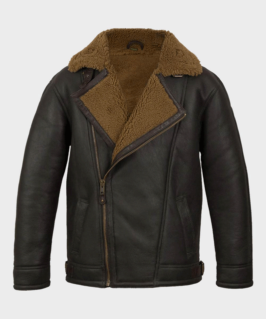 Anderson Black Sheepskin Shearling Leather Jacket - Rare Leather Order Now !!