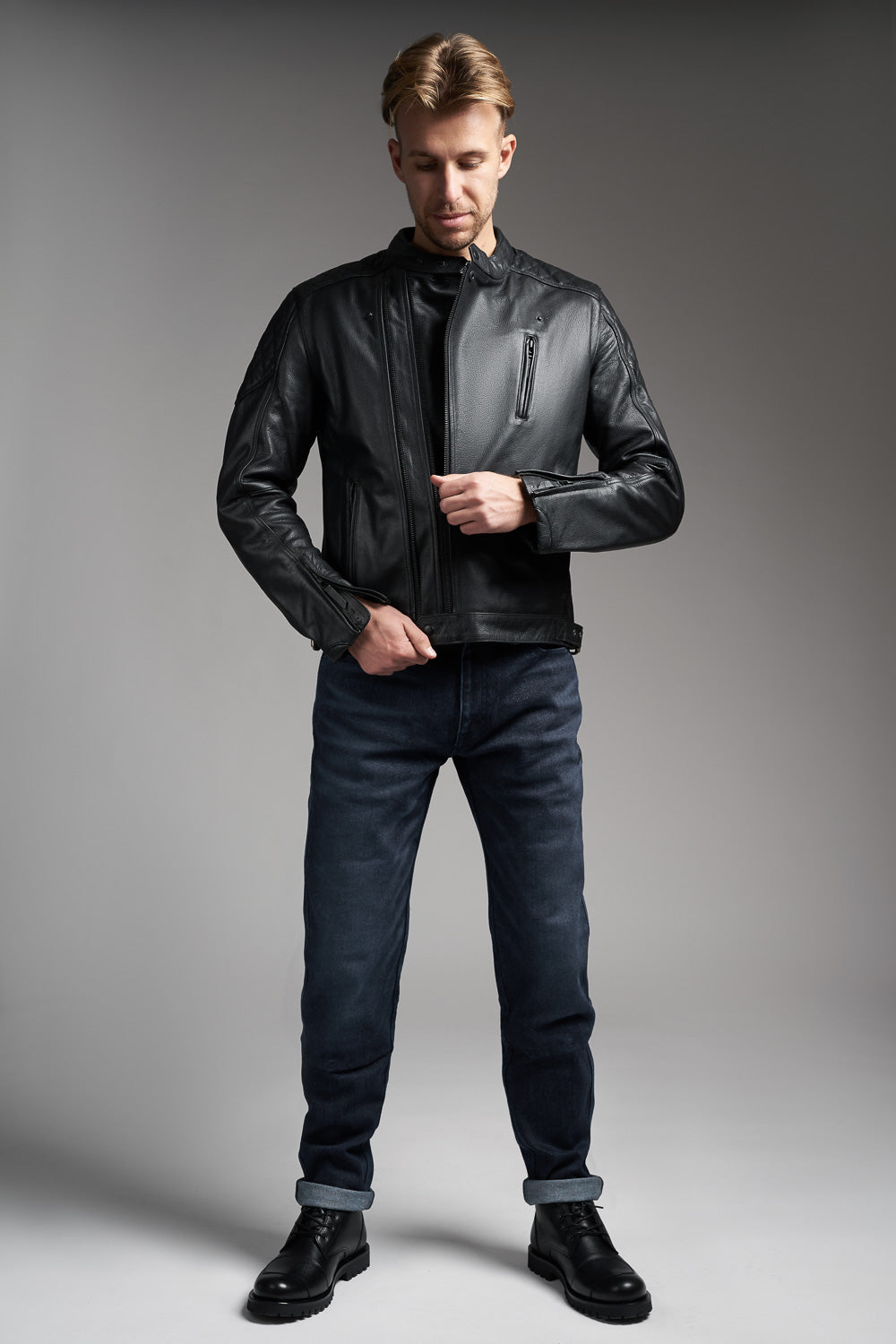 TWIN LEATHER JACKET BLACK - Men’s Leather Motorcycle Jacket
