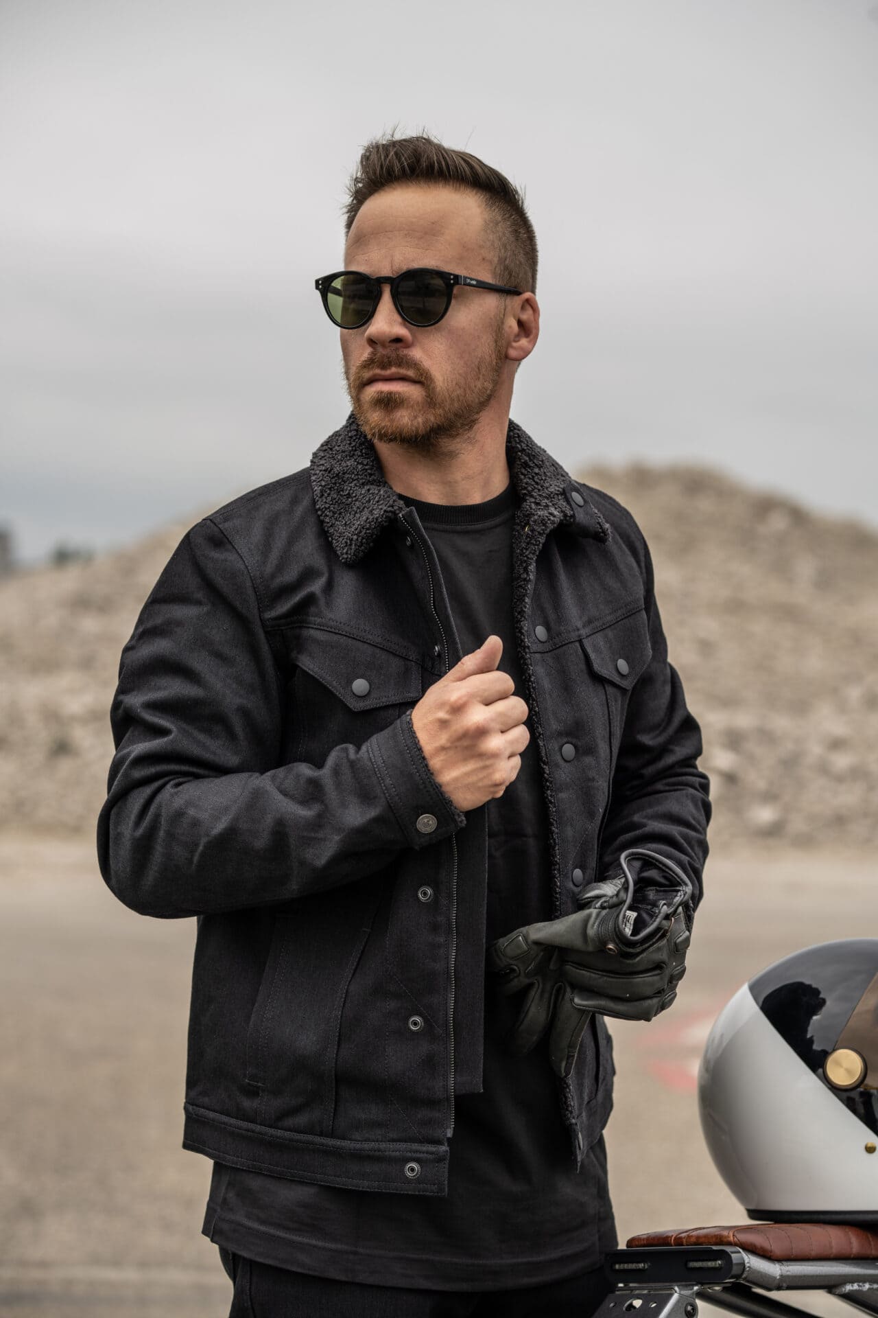HUSKY JACKET BLACK – Sherpa Trucker Motorcycle Jacket Unisex