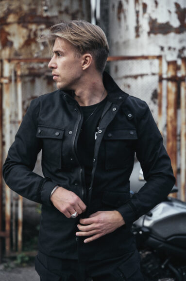 M65 WP JACKET BLACK - Slim-Fit Waterproof Motorcycle Jacket