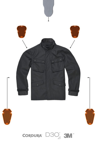 M65 WP JACKET BLACK - Slim-Fit Waterproof Motorcycle Jacket
