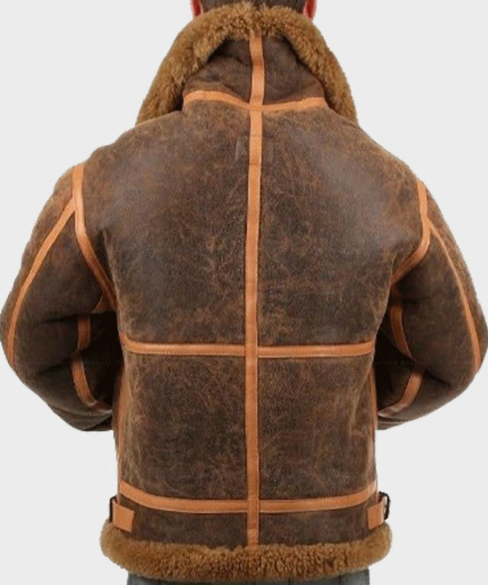 Mens Aviator Distressed Leather Shearling Jacket - Rare Leather Order Now !!