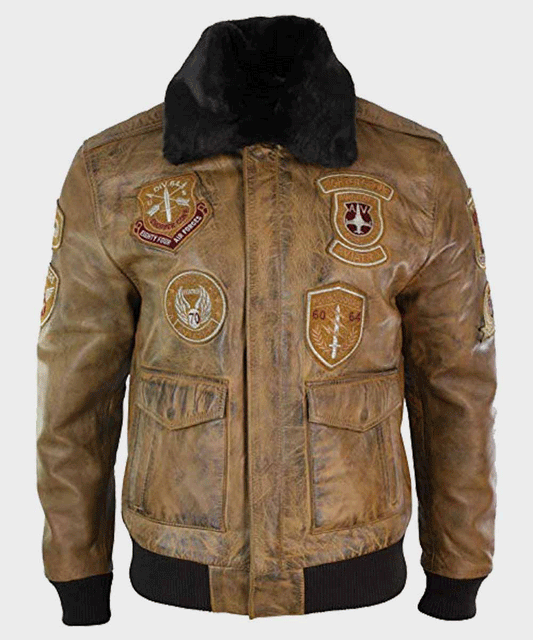 Mens Aviator Tan Bomber Leather Jacket - Rare Leather Order Now !!