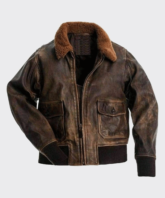 Mens Distressed Brown Flight Bomber Jacket - Rare Leather Order Now !!