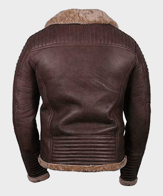 Mens Sheepskin Shearling Brown Jacket - Rare Leather Order Now !!