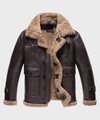 Mens Sheepskin Shearling Dark Brown Leather Jacket - Rare Leather Order Now !!