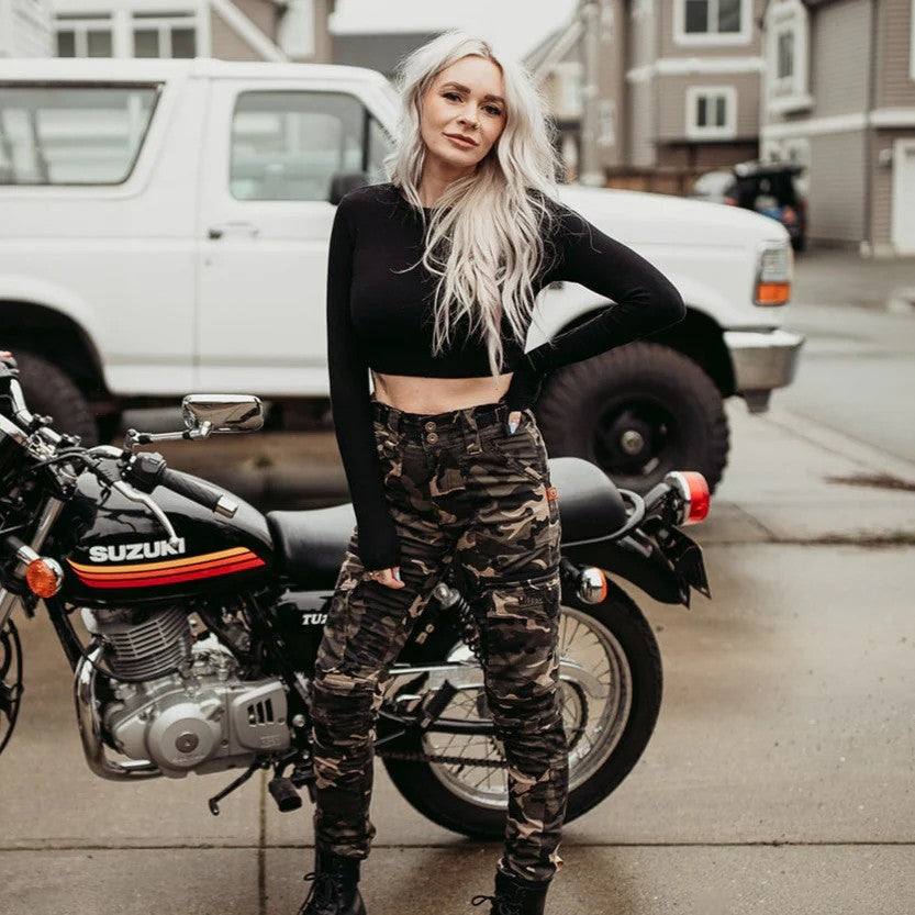 MotoGirl Lara Cargo Trousers | Camo