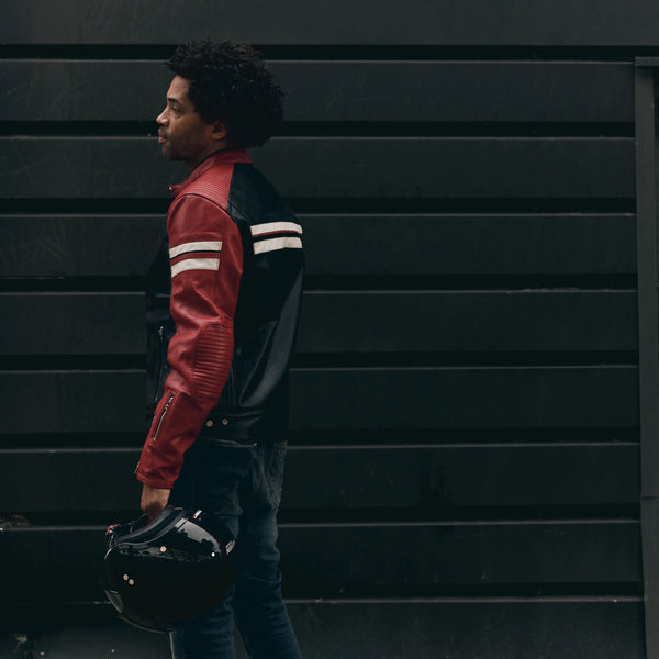SEGURA ROMEO LEATHER MOTORCYCLE JACKET - BLACK/RED - CE Level AAA Certified