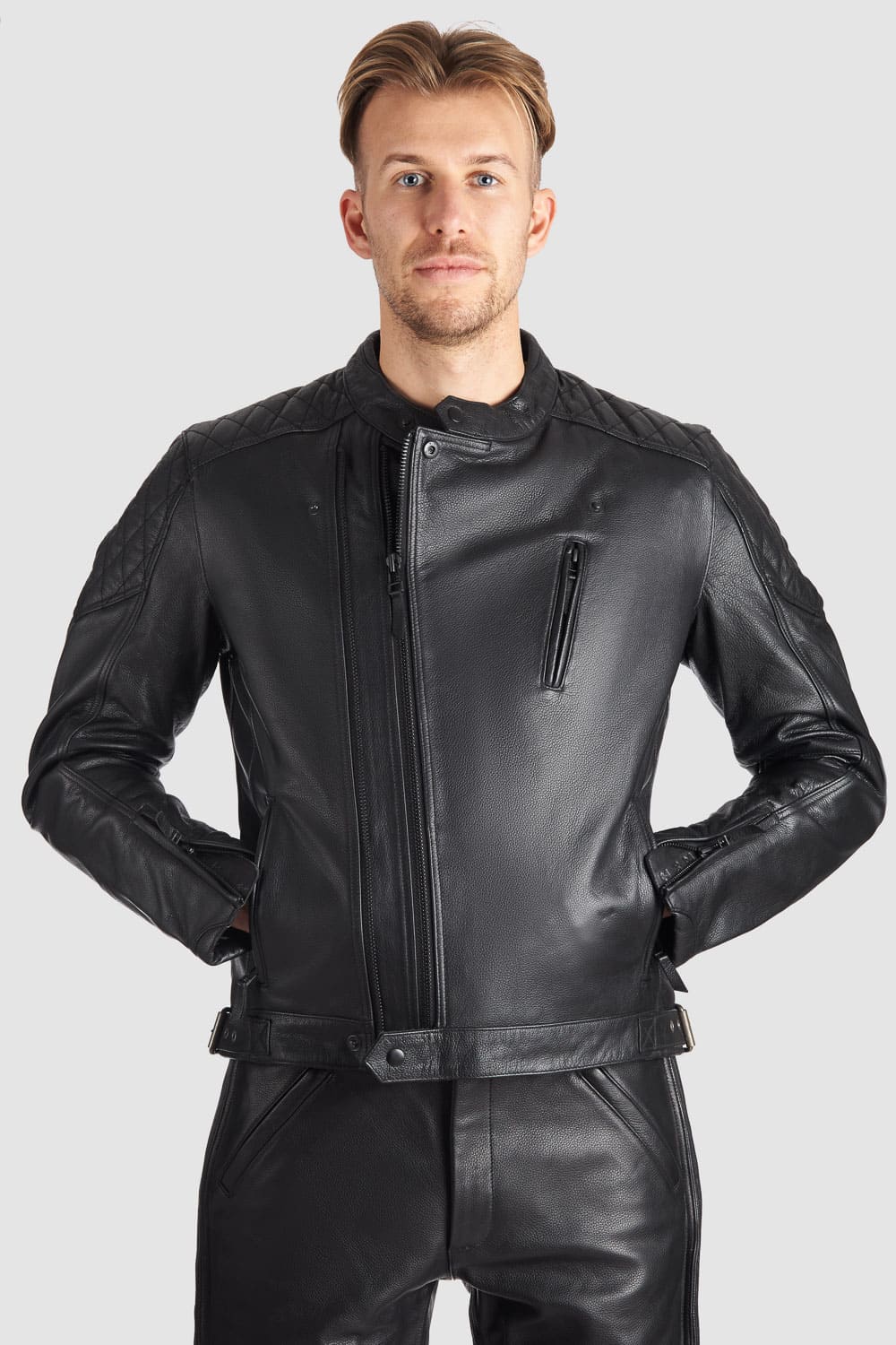 TWIN LEATHER JACKET BLACK - Men’s Leather Motorcycle Jacket
