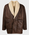 Vintage Brown Leather Shearling Jacket - Rare Leather Order Now !!