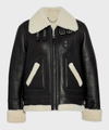 Womens Aviator Ivory Shearling Leather Jacket - Rare Leather Order Now !!