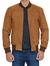 Adamsville Mens Brown Bomber Suede Jacket - Rare Leather