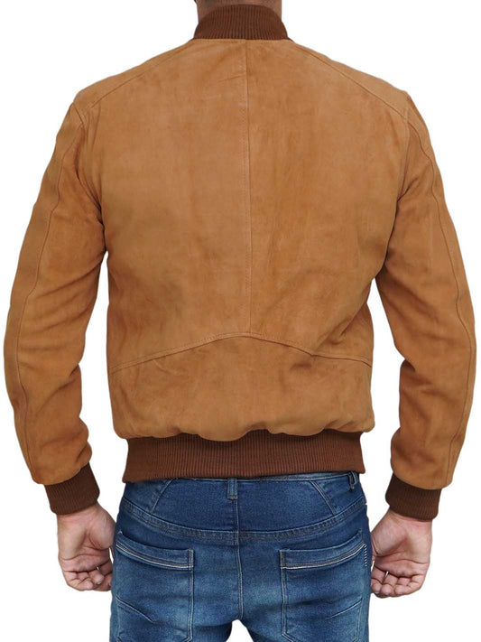 Adamsville Mens Brown Bomber Suede Jacket - Rare Leather
