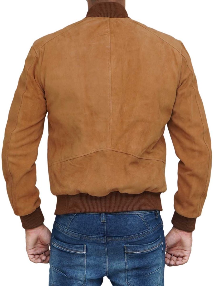 Adamsville Mens Brown Bomber Suede Jacket - Vox Leather