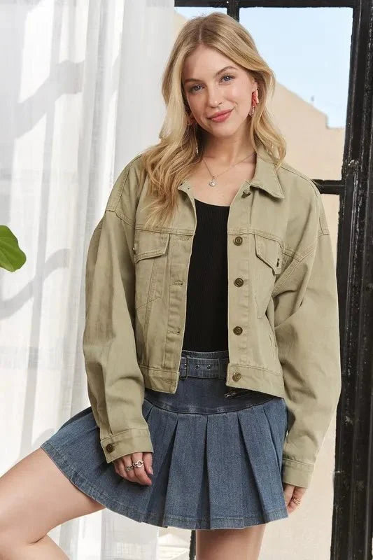 ADORA Canvas Button Up Front Denim Jacket - Rare Leather