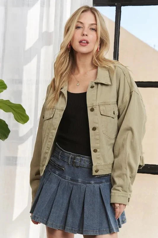 ADORA Canvas Button Up Front Denim Jacket - Rare Leather