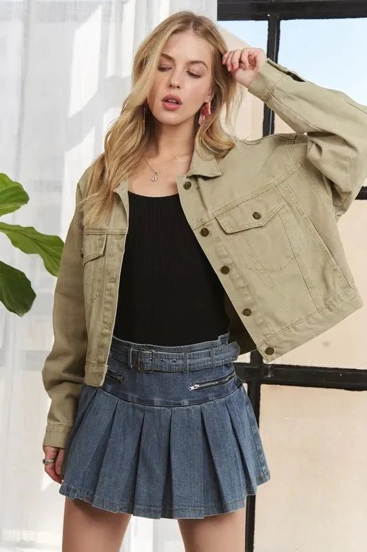 ADORA Canvas Button Up Front Denim Jacket - Vox Leather