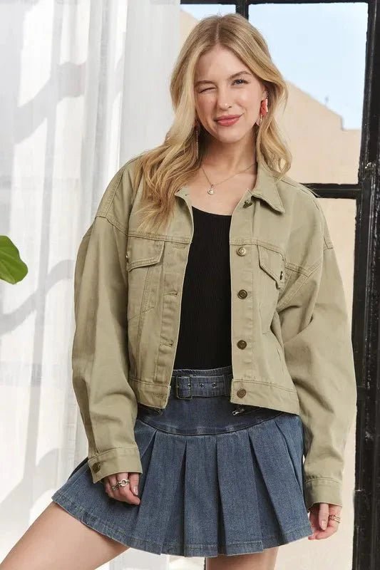 ADORA Canvas Button Up Front Denim Jacket - Vox Leather