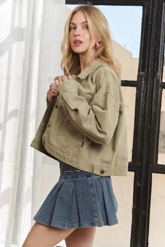 ADORA Canvas Button Up Front Denim Jacket - Vox Leather