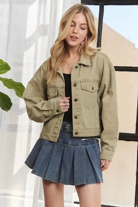 ADORA Canvas Button Up Front Denim Jacket - Vox Leather