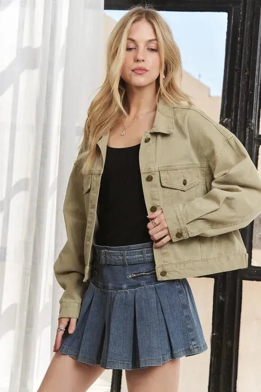 ADORA Canvas Button Up Front Denim Jacket - Vox Leather