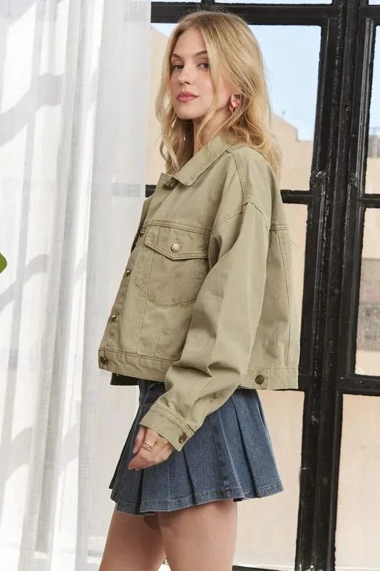 ADORA Canvas Button Up Front Denim Jacket - Vox Leather